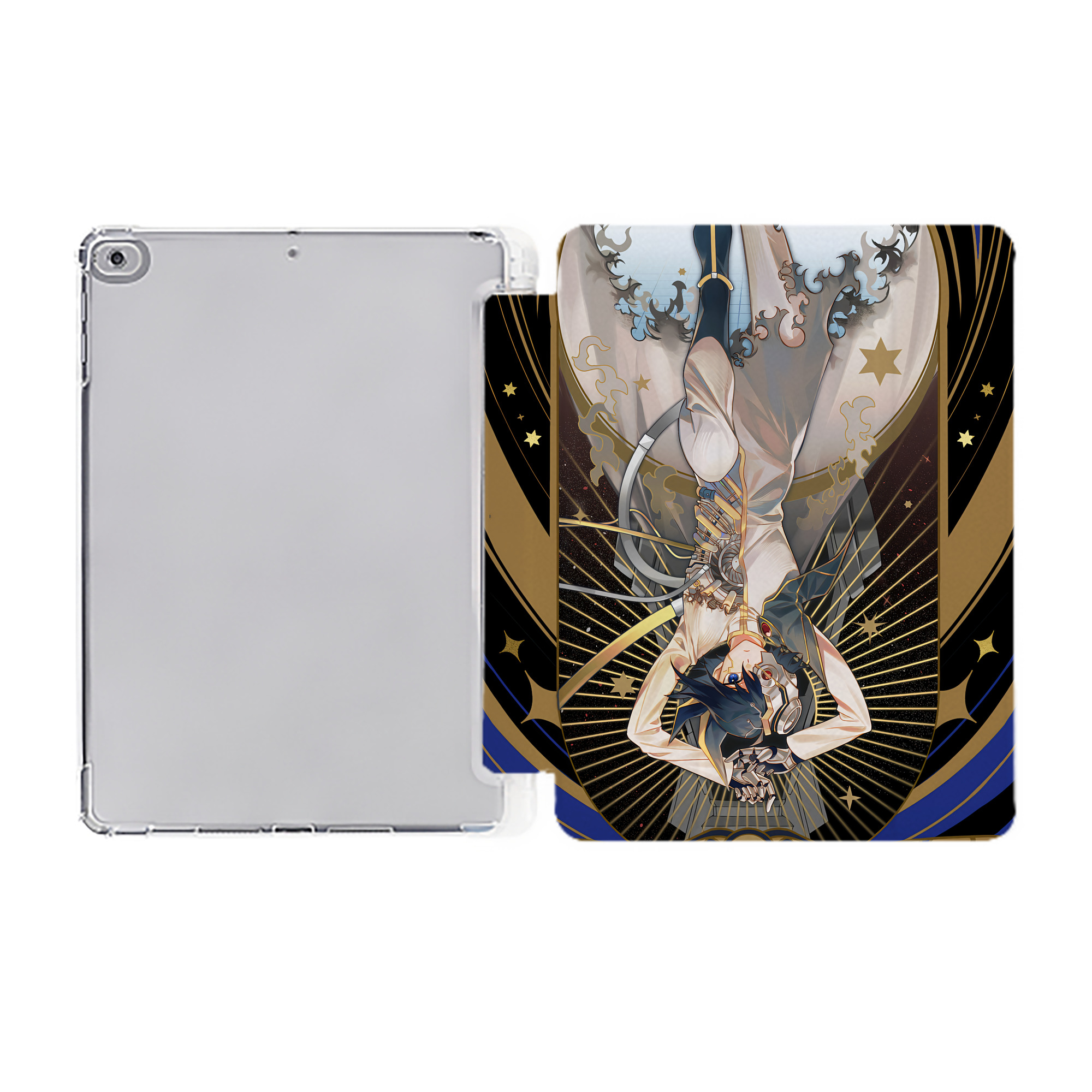 （画像用） 遊☆戯☆王 Yu-Gi-Oh! IPad ケース ペン収納付き 三つ折りスタンド PUレザー×シリコン 対応機種9.5/10.5/10.9インチ
